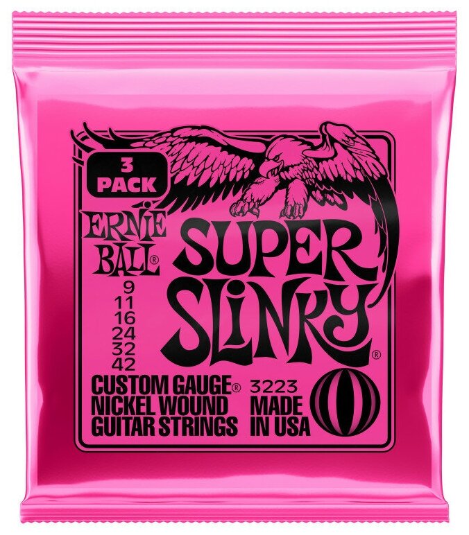 ERNIE BALL 3223 набор из 3х комплектов для эл. гитары Nickel Wound Super Slinky (9-42)