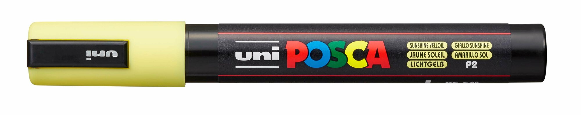 Фломастер UNI POSCA PC-5M, солнечно-жёлтый, 1.8 - 2.5 мм, овальный наконечник