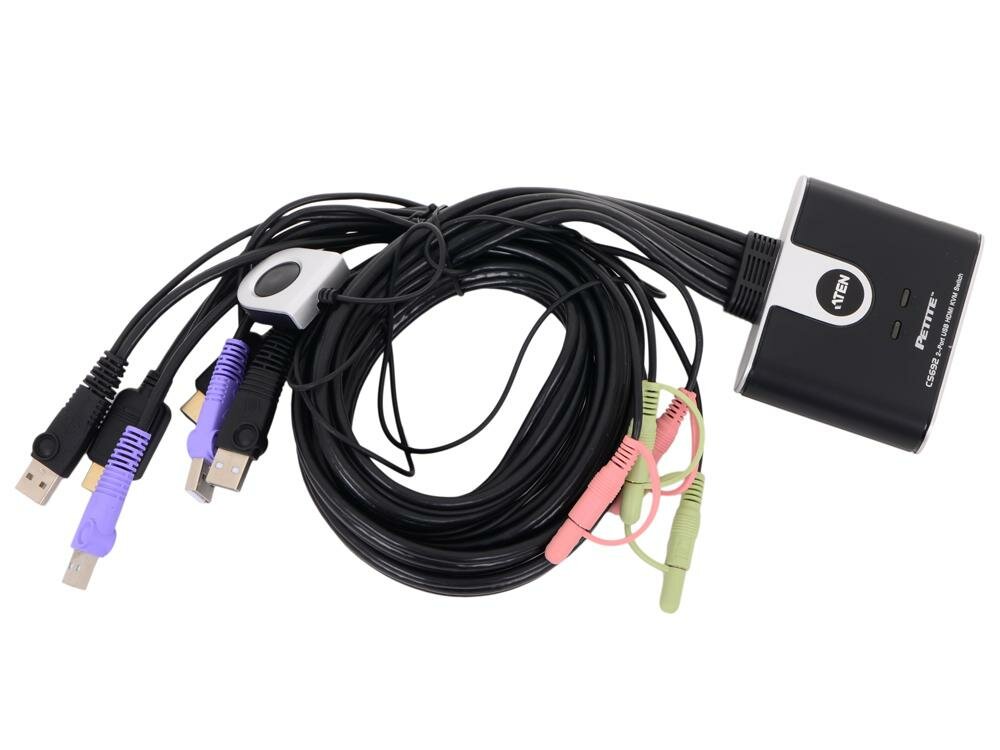 Переключатель электронный ATEN 2-Port USB HDMI/Audio Cable KVM Switch with Remote Port Selector (CS692-AT) - фото №7