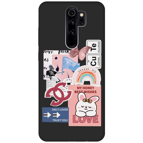 Матовый чехол Cute Stickers для Xiaomi Redmi Note 8 Pro / Сяоми Редми Ноут 8 Про с 3D эффектом черный матовый чехол cute stickers для xiaomi redmi note 8 pro сяоми редми ноут 8 про с 3d эффектом черный