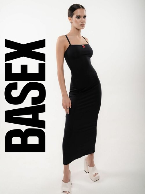 Платье-футляр BASEX, прилегающее, макси, размер 44, черный