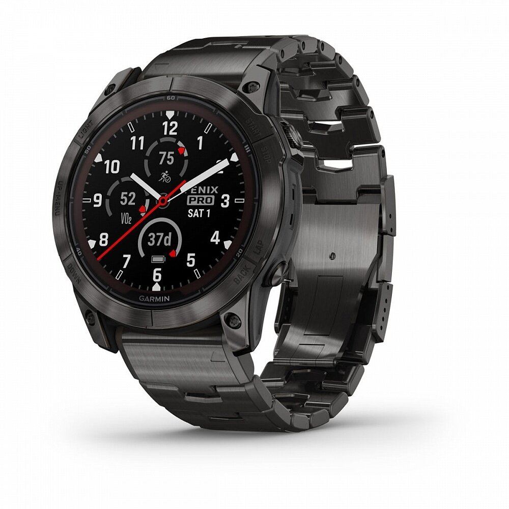 Смарт-часы Garmin Fenix 7X Pro Sapphire Solar Edition титановый угольно-серый корпус с DLC-покрытием и титановым браслетом, 010-02778-30