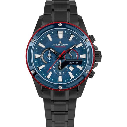 Наручные часы JACQUES LEMANS Sport, черный, синий jacques lemans sport 1 2041i