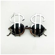 Карнавальные очки со значком доллара серебряные
