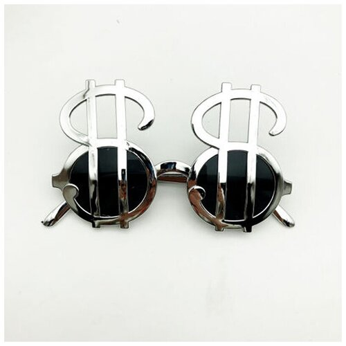 Карнавальные очки со значком доллара серебряные очки гиганты карнавальные арт 2