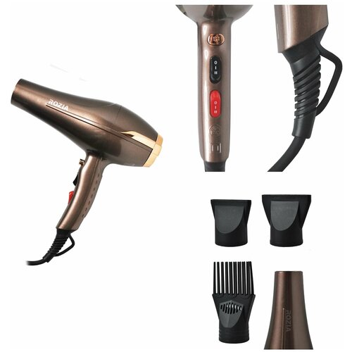 Профессиональный фен для волос RoziaPro для волос Фен Rozia Proуходподача холодного воздуха3 насадкинаборбронза 234100₽