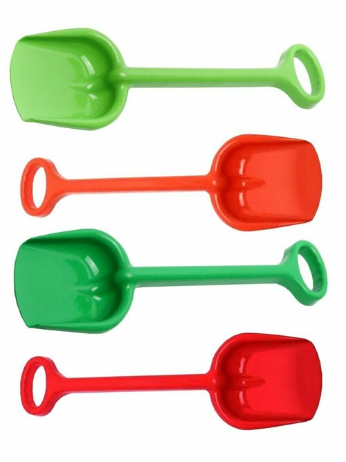 Лопата детская, набор светло-зеленый, оранжевый, темно-зеленый, красный.