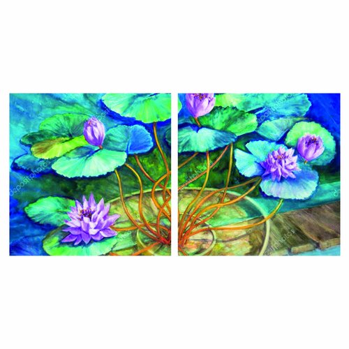 Модульные картины Водные лилии Размер70х143см 70х7070х70 3441₽