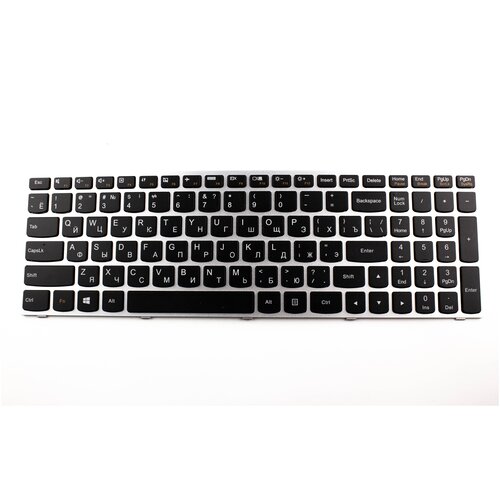 Клавиатура для ноутбука Lenovo G50-30 G50-70 cеребристая рамка p/n: 25214725, MP-13Q13US-686 клавиатура для ноутбука lenovo mp 08k53us 686