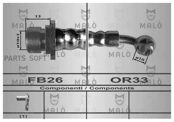 Шланг Тормозной Malo арт. 80628