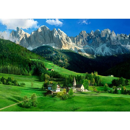 Моющиеся виниловые фотообои GrandPiK Италия. Доломитовые Альпы. Горный пейзаж, 400х290 см