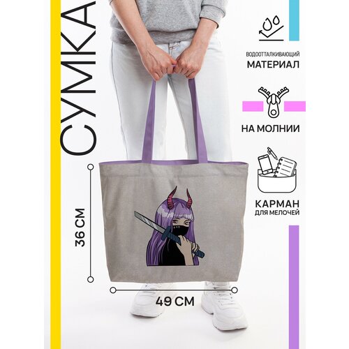 фото Сумка тоут joyarty повседневная, текстиль, внутренний карман, мультиколор