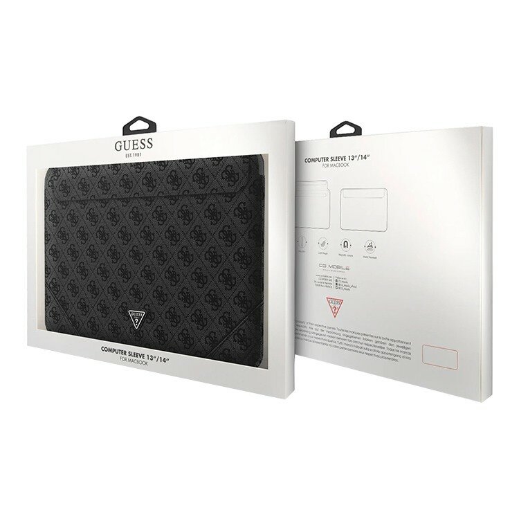 Чехол Guess Sleeve 4G with Triangle metal logo для ноутбуков 13-14" черный
