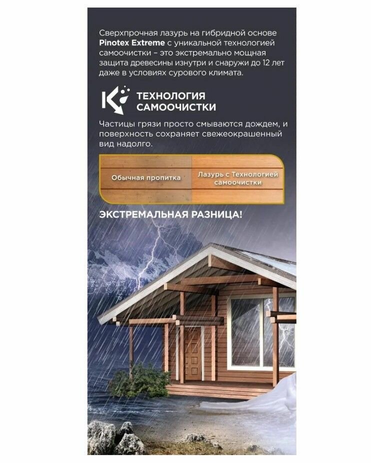 Лазурь для дерева Pinotex Extreme полуматовая палисандр 2.5 л - фото №6