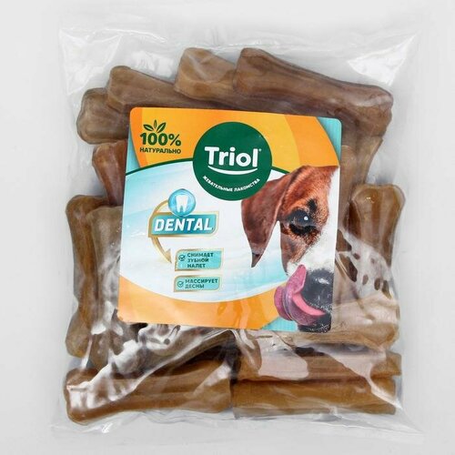 Косточка жевательная Triol DENTAL, 7,5 см, 20-25 г, пакет 25 шт лакомство для собак triol косточки жевательные dental 25 г