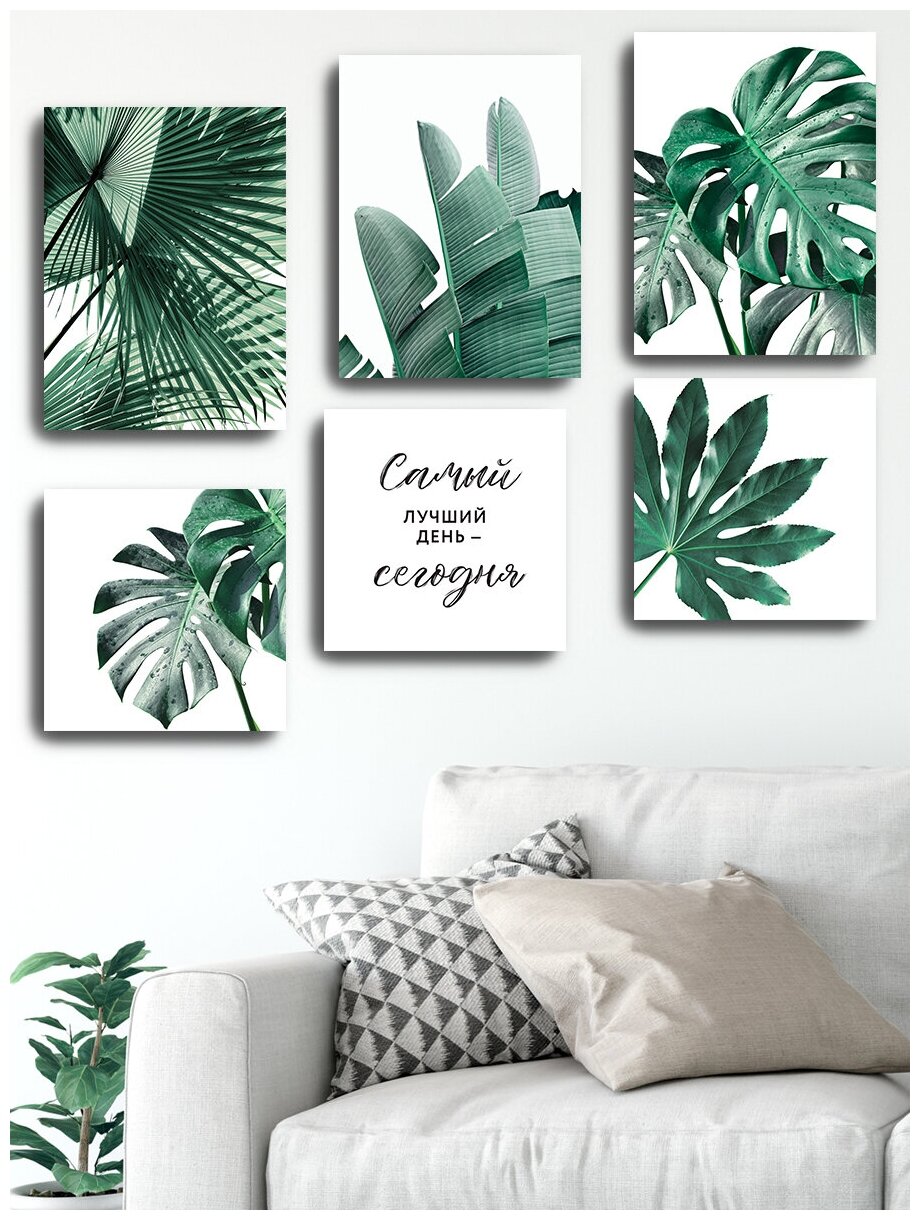 Картины на холсте с подрамником LOFTime тропические растения 6 шт К-147-3040