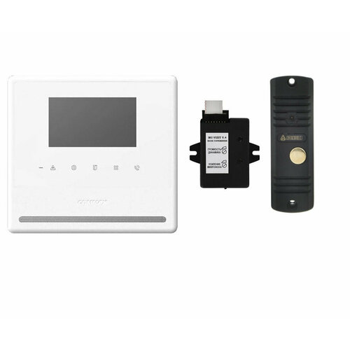 Комплект видеодомофона и вызывной панели COMMAX CDV-43Y (Белый) / AVC 305 (Черная) + Модуль VZ Для координатного подъездного домофона
