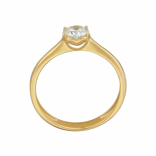 Кольцо Эстет, желтое золото, 585 проба, фианит, размер 17