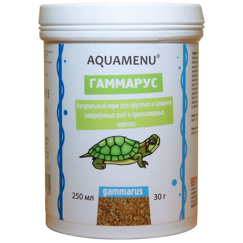 Корм AQUAMENU Гаммарус для аквариумных рыб и пресноводных черепах, 250 мл (30 г) сухой корм для рыб рептилий aquamenu терра для водных черепах 250 мл 55 г
