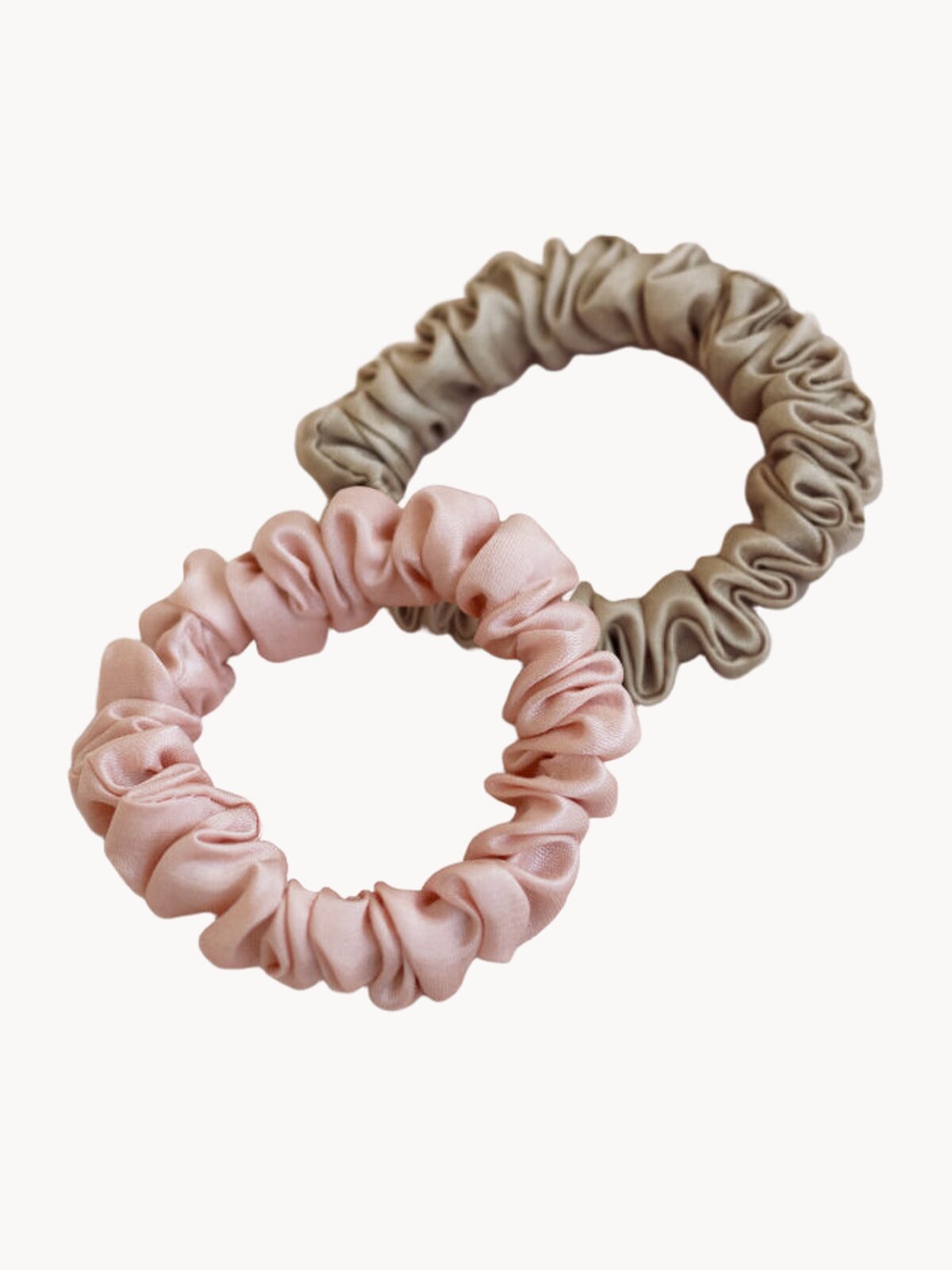Комплект шелковых резинок для волос розовобежевый