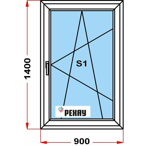 Окно из профиля РЕХАУ GRAZIO (1400 x 900), с поворотно-откидной створкой, 3 стекла окно из профиля рехау grazio 70 мм в1200 x ш1200 38 с поворотной и поворотно откидной створкой 3 стекла