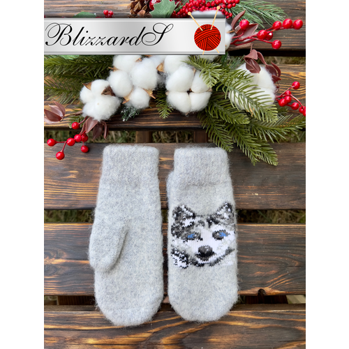 Варежки , демисезон/зима, шерсть, вязаные, утепленные, размер 6-8, мультиколор