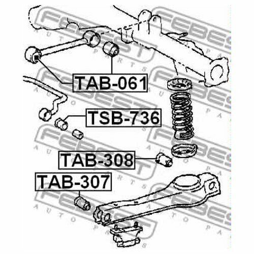 Сайлентблок рычага подвески Febest TAB061 для Toyota Estima, HiAce III, IV, Previa
