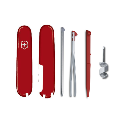 Красный комплект для ножа Victorinox 91 мм накладки, шариковая ручка, пинцет, зубочистка, мини отвертка