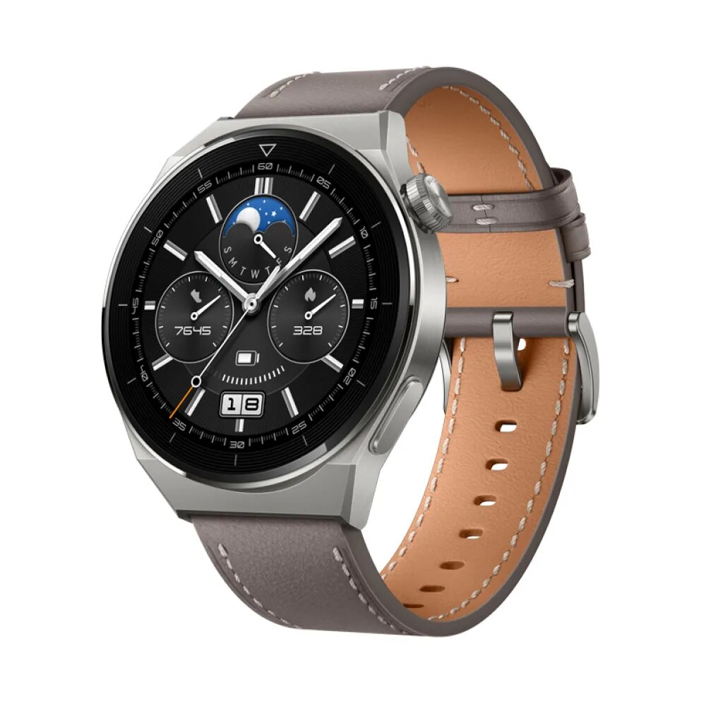 Умные часы HUAWEI Watch GT 3 Pro, (ODN-B19), Серая кожа, (55028474)