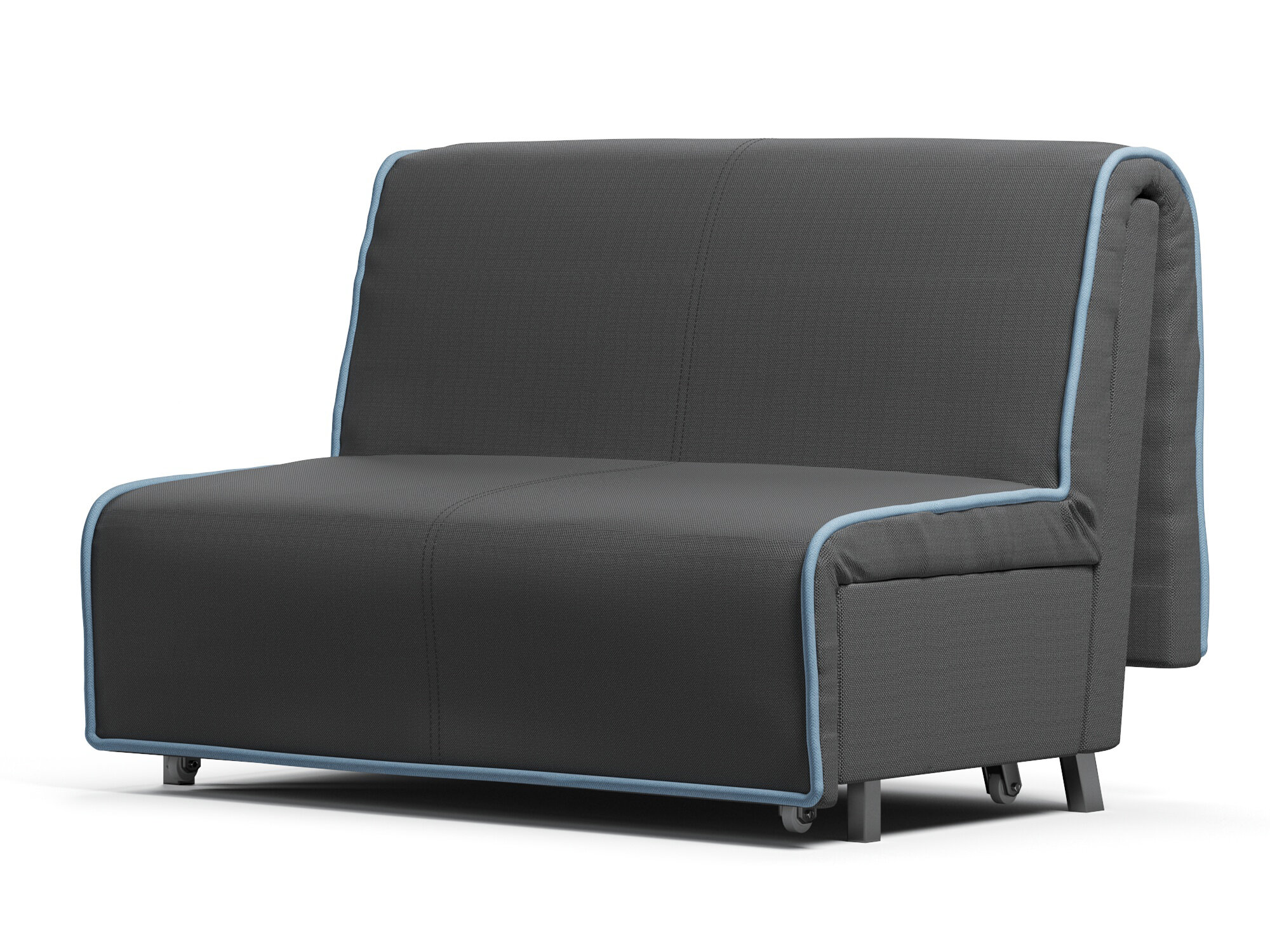 Диван-кровать DeCanto 120 ЯП (с ящиком и подушками) Mura 96-Amigo Blue (120х105х95, СМ 120х203)
