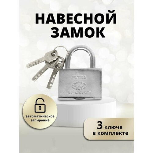Замок навесной для шкафчика 52х68мм 3ключа цвет серебристый 239₽
