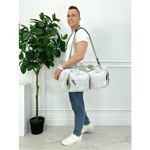 Сумка спортивная , 35 л, 30х25х60 см, белый рюкзак на плечо унисекс уличная вместительная сумка с ремнем для мужчин для кемпинга бега спортзала многофункциональная дорожная и похо