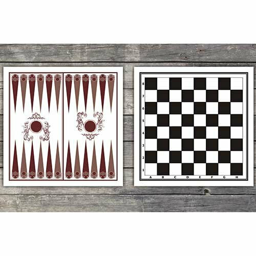 Доска картонная для настольных игр двухсторонняя: шахматы, шашки, нарды