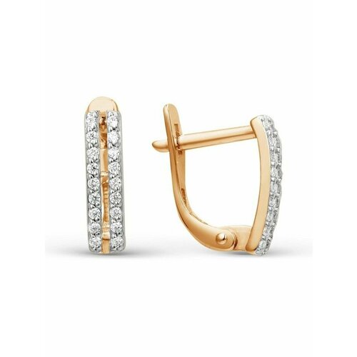 Серьги NOLA, красное золото, 585 проба, фианит, золотой