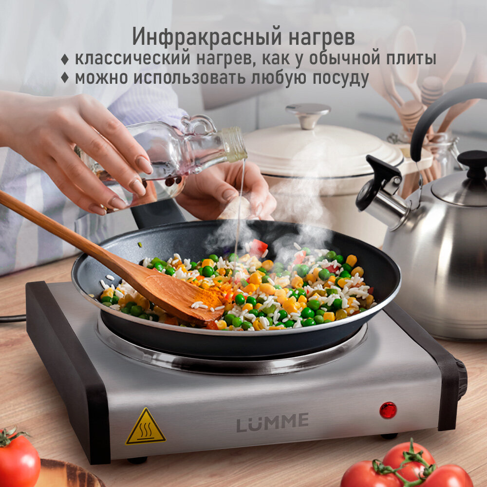 Электрическая плитка LUMME LU-3636 NEW черный/матовая сталь - фотография № 3