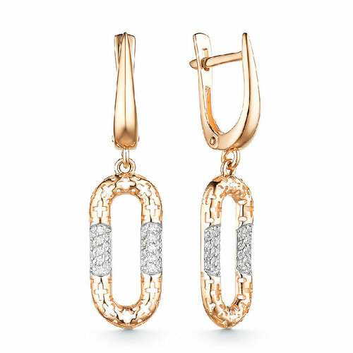 Серьги Corona, красное золото, 585 проба, фианит, красный, золотой