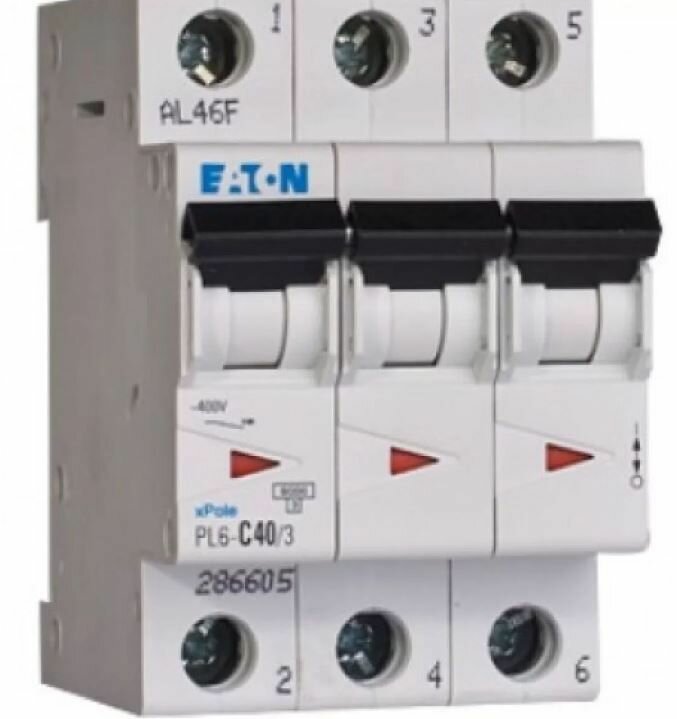 286605 PL6-C40/3 автоматический выключатель 3-полюсный 40А 6кА (хар-ка C) EATON, M286605