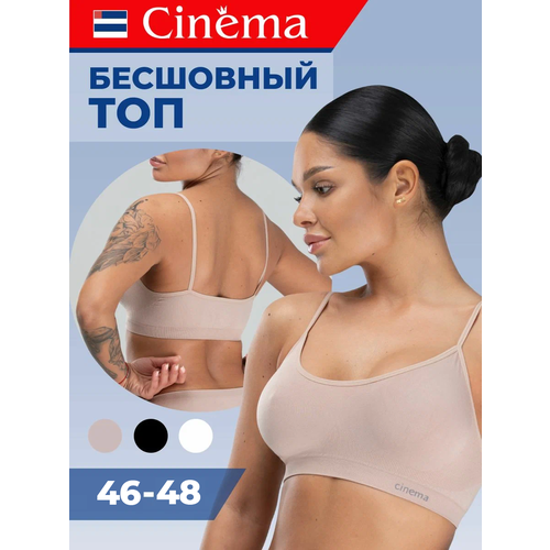 фото Топ cinema бесшовный с узкими бретелями, бежевый, 1 шт., размер 46-48, бежевый