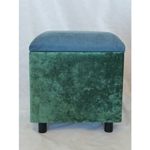 Пуфик в прихожую с ящиком велюр Омега Тм Серыйкрышка Зеленый Бархаткаркас 3490₽