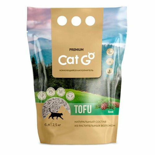 Наполнитель Cat Go TOFU комкующийся, растительный с ароматом хвои, 2,5 кг (6 л)
