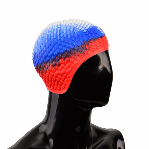 Шапочка для плавания Alpha Caprice Cbu-3 Bubble с ушами, силиконовая, flag