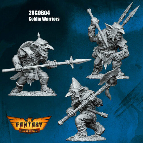 Миниатюра для настольных игр, First Legion, Гоблины-воины, 3 разных гоблина, (28GOB04), 140х80х35мм, 30гр