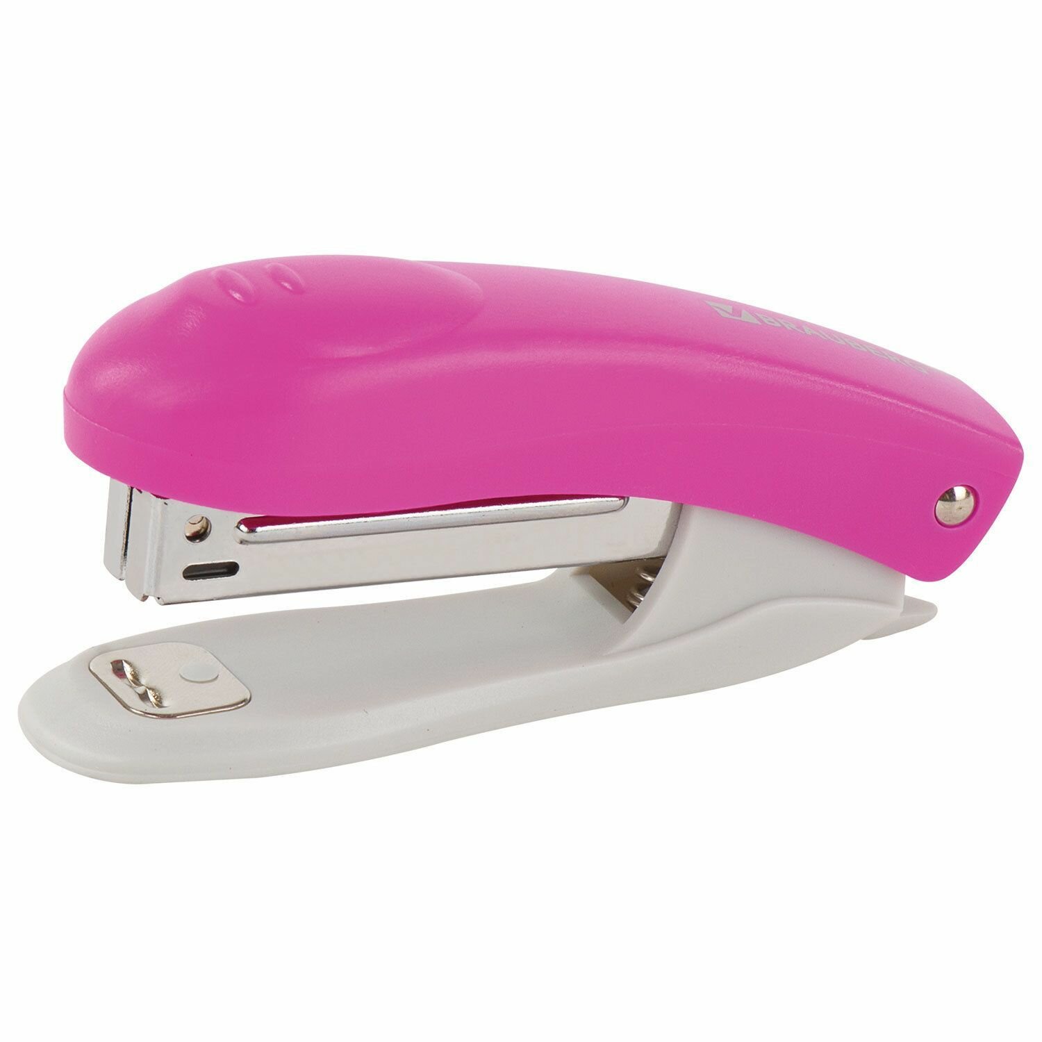 Степлер Brauberg № 10, с скобами в комплекте, розовый — фото 1