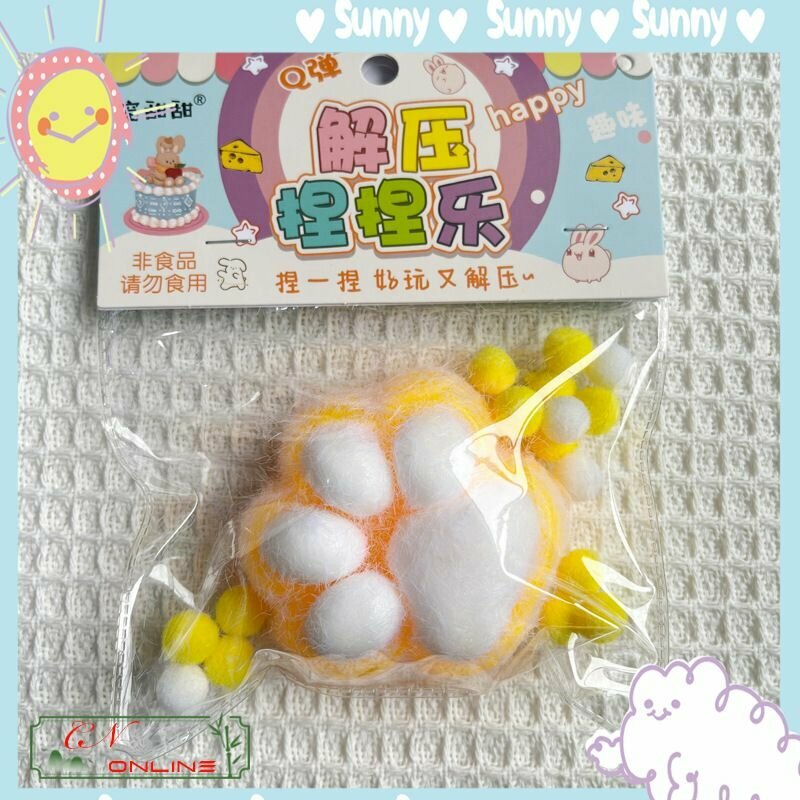 Игрушка "Кошачья Лапа", сквиш для снятия стресса, PET-G, желтый