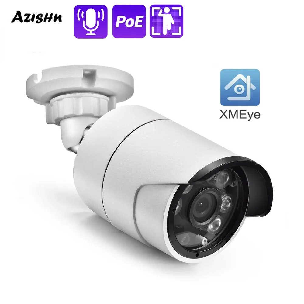 AZISHN XMEYE H.265X IP-камера видеонаблюдения 5MP, 6mm, POE48V Cam