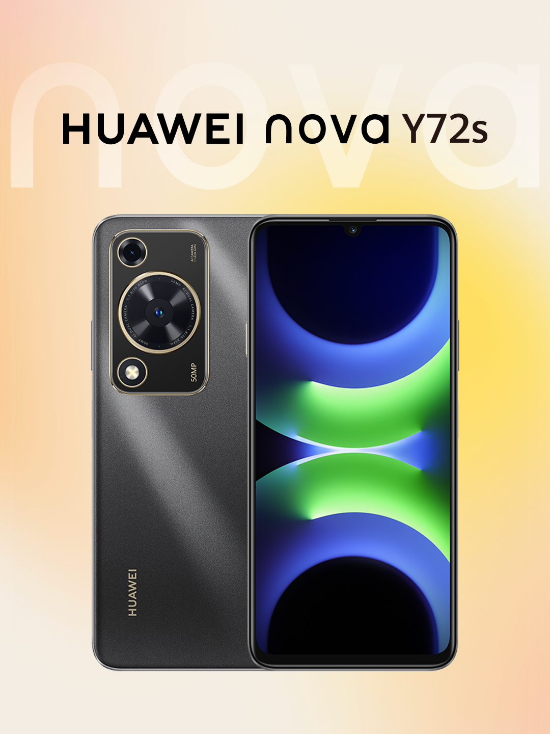 Смартфон HUAWEI Nova Y72S Черный, 8/128 ГБ, 50+8 МП, 6000 мА/ч, SuperCharge 22,5 Вт, IMEI