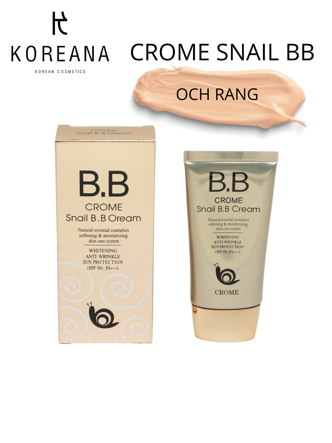 CROME SNAIL BB krem SPF50, с муцином улитки, отбеливающий тональный крем