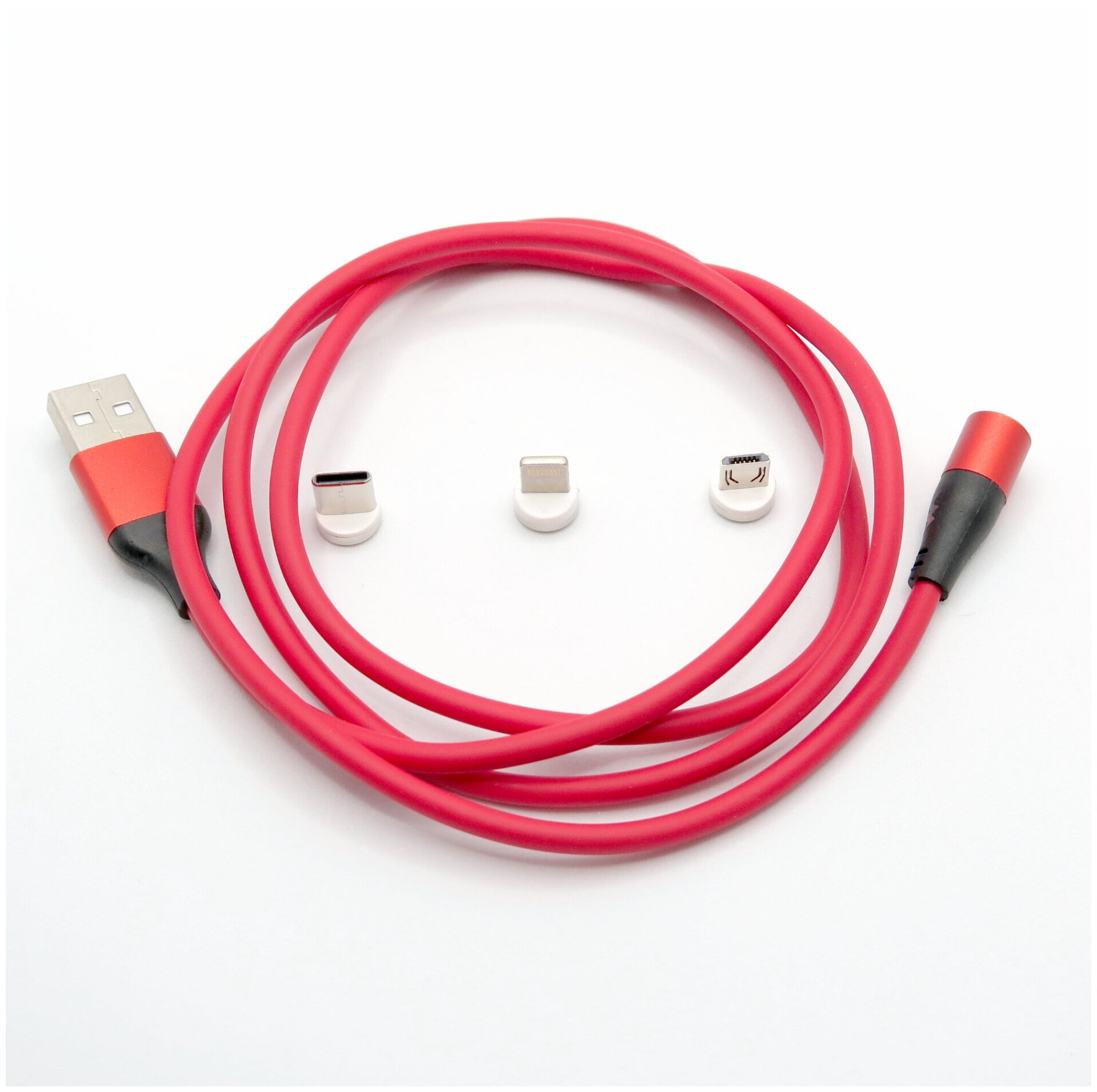 Кабель VAORLO магнитный 3 в 1 / провод для зарядки и передачи данных / шнур универсальный Lightning (iPhone iPad) + Type-C + Micro-USB (Android)