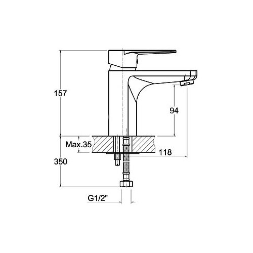 фото Смеситель для раковины (умывальника) orange flipo m23-021cr однорычажный
