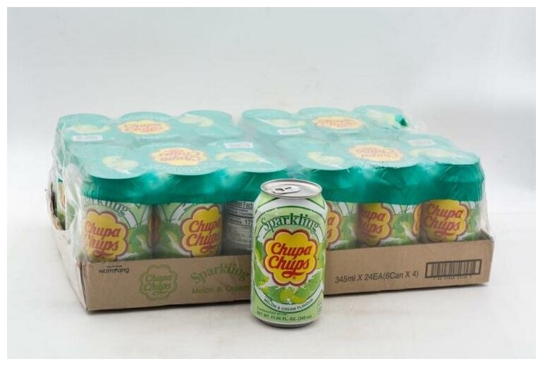 Напиток газированный Chupa Chups Melon cream (вкус Дыня) 345 мл Упаковка 24 шт - фотография № 2